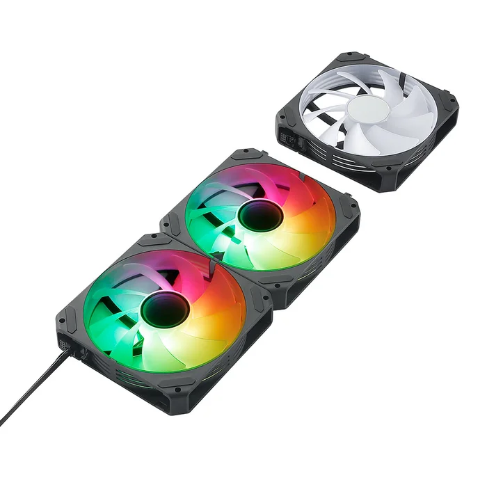 Abysm Gaming Arclight 2.0 ARGB Noir Pack de 3 Ventilateurs 120 mm avec éclairage ARGB – Vitesse Max. 1500 tr/min – Connexion en série