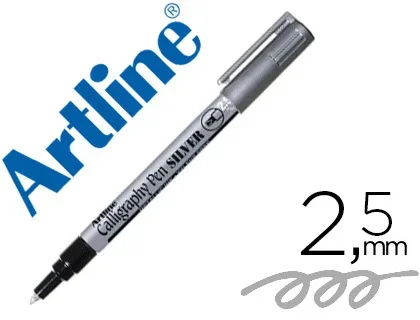 Artline Calligraphie Pen – Marqueur – Pointe Biseautée – Trait 2.5mm – Argent