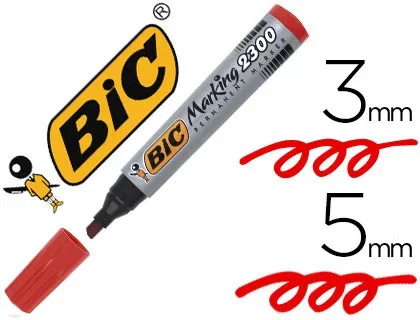 BIC MARKING 2300 – Marqueur Indélébile – Pointe Biseautée – Rouge