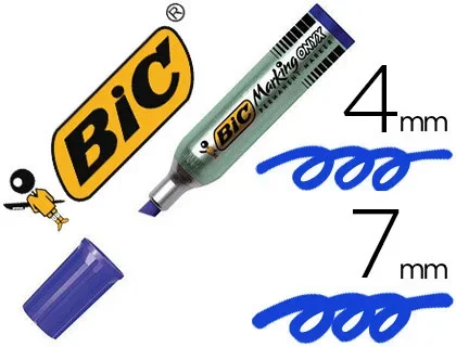 Bic Onyx Marker 1481 – Marqueur Indélébile – Pointe Biseautée – Bleu