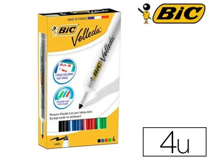 Bic Velleda 1711 – Marqueur Effaçable – Pointe Ogive 2mm – Etui de 4