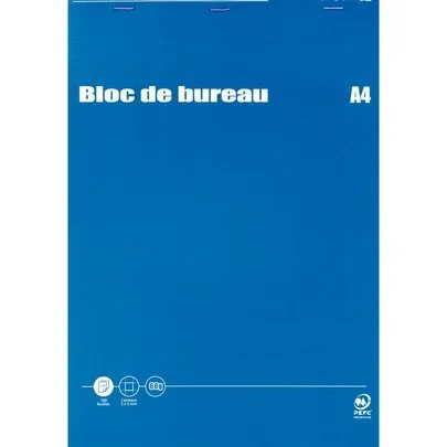 Bloc de bureau 100 feuilles 60g format A4 quadrillé 5×5