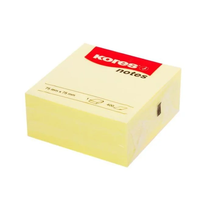 Bloc de Notes adhésives repositionnables – Jaune – 75 x 75 mm KORES