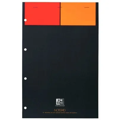 Bloc NOTEPAD 80 feuilles perforées 4 trous détachables 21×32 cm papier 80g blanc quadrillé 5×5