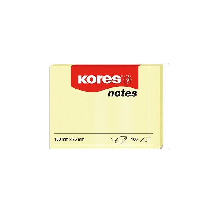 Blocs de Notes adhésives – Jaune – 100 x 75 mm KORES