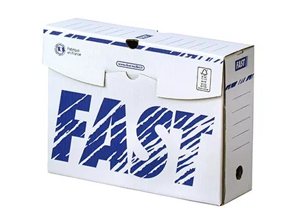 Boite archives en carton ondulé Fast dos 10cm coloris blanc