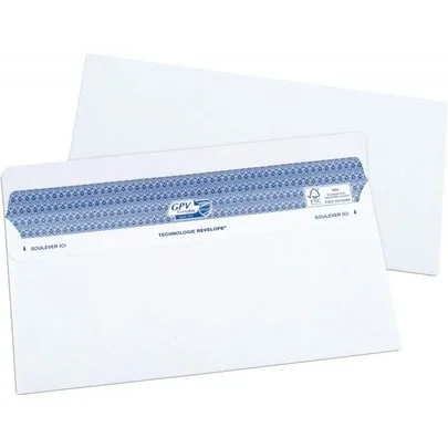 Boîte de 100 enveloppes blanches DL+ 112×225 90g/m² SECURE autocollante