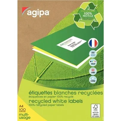 Boîte de 400 étiquettes multi-usages blanches recyclées 105×148,5mm