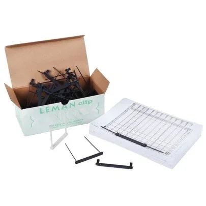 Boîte de 50 relieurs d’archives LEMAN CLIP plastique flexible entr’axe 8 cm