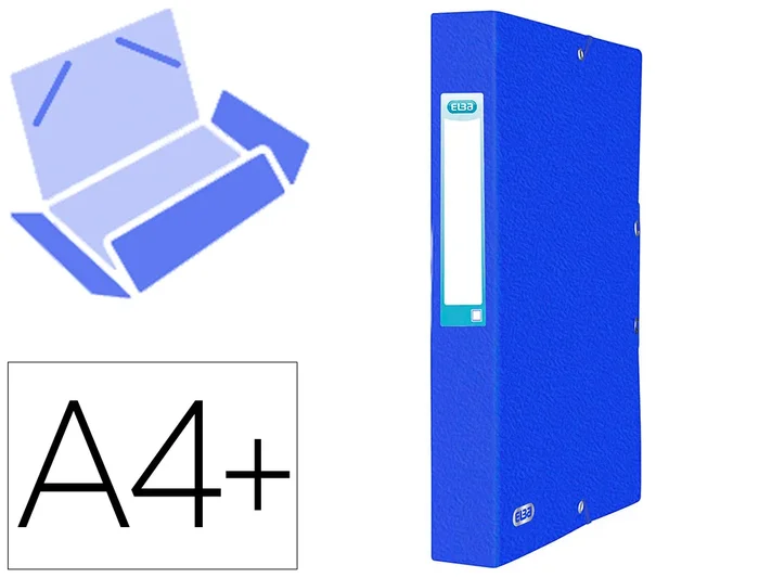 Boite de classement Elba Eurofolio+ carte grainée A4+ dos 60mm 3 rabats à élastique coloris bleu