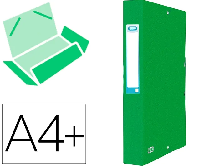 Boite de classement Elba Eurofolio+ carte grainée A4+ dos 60mm 3 rabats à élastique coloris vert