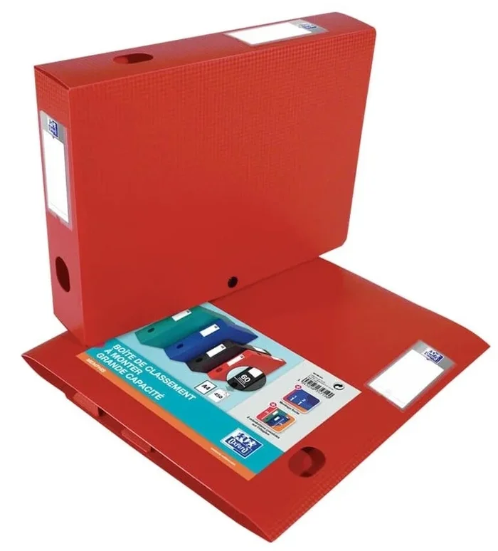 Boite de classement Memphis avec bouton – 40 mm – Rouge OXFORD