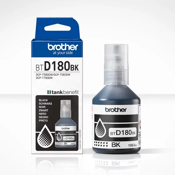Bouteille d’encre originale Brother BT-D180BK noire – 7500 Pages
