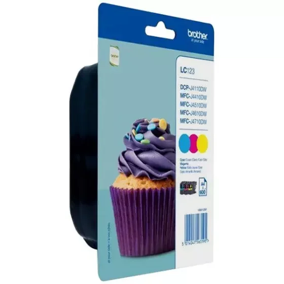 Brother LC123RBWBP – Pack de 3 cartouches de marque LC123 cyan, magenta, jaune