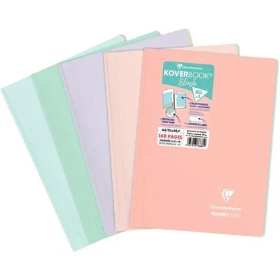 Cahier coloris assortis Clairefontaine 160 pages format A4 21 x 29,7 cm 90g Quadrillé 5 x 5