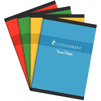 Cahier de travaux pratiques coloris assortis Conquerant 96 pages format A4 70g / 120g 21 x 29,7 cm Seyes / Uni blanc