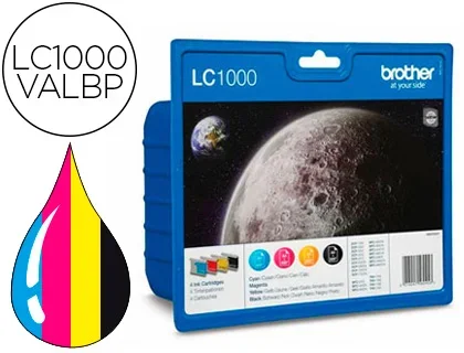Cartouche brother jet d&rsquo;encre lc1000valbp pack 4 encres