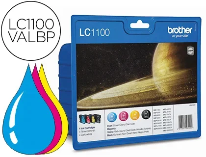 Cartouche brother jet d&rsquo;encre lc1100valbp pack de 4