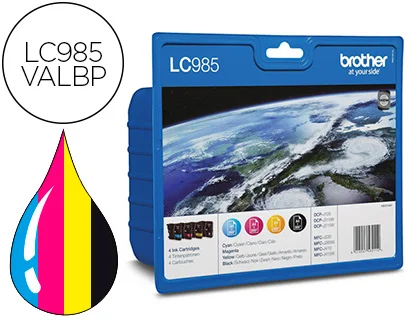 Cartouche brother jet d’encre lc985valbp pack 4 encres