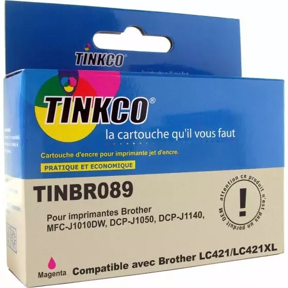 Cartouche Compatible BROTHER LC421XL Magenta de 500 pages – cartouche d’encre compatible BROTHER LC-421XLM