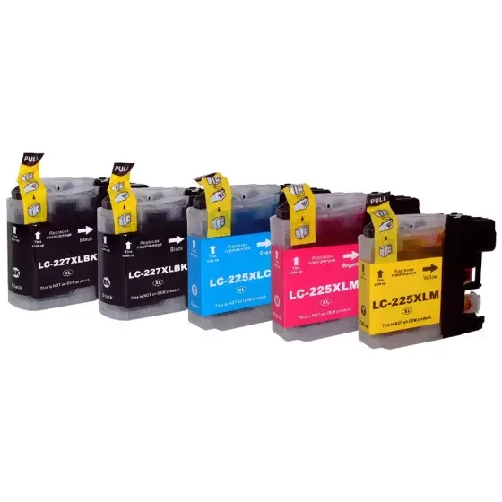 Cartouche encre Brother LC227XL / LC225XL – Pack de 4 cartouches compatibles Brother LC227XL / LC225XL + 1 noire OFFERTE