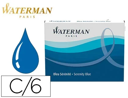 Cartouche waterman courte standard encre bleue effaçable étui de 6