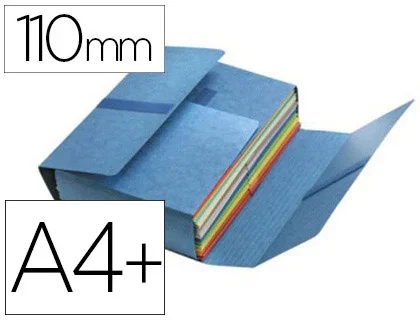 Chemise 4 rabats fermeture velcro Oxford jumbo carte lustrée 7/10e 24x37cm extensible 110mm coloris bleu