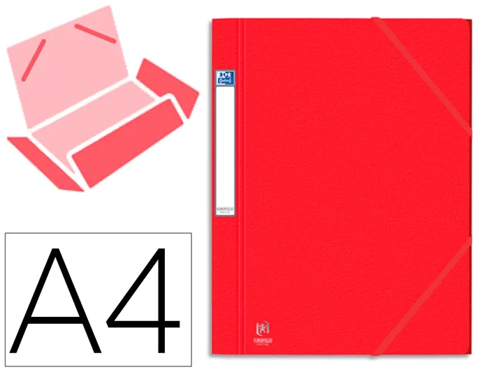 Chemise à élastique 3 rabats Elba Eurofolio Prestige carte lustrée 7/10e 24 x 32 cm dos 3cm coloris rouge