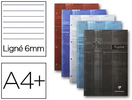 Clairefontaine – Bloc notes pupitre – A4+ (21×32 cm) – Ligné 6mm – 90g – 280 pages – Perforé
