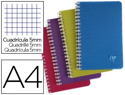 Clairefontaine Linicolor – Cahier spirale – A4 (21×29,7cm) – Petits carreaux (5×5 mm) – 90g – 100 pages