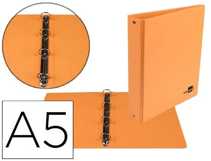 Classeur A5 4 anneaux Liderpapel dos 35mm carton rembordé pvc coloris orange