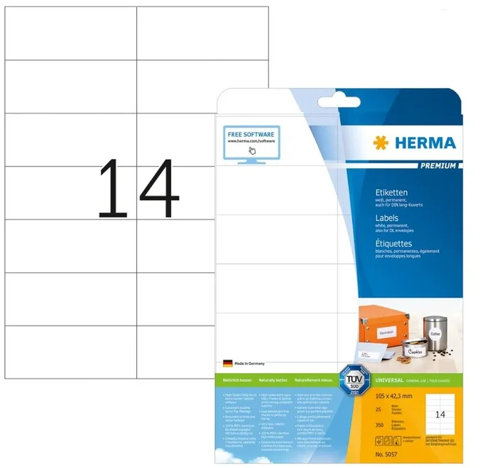Étiquettes adhésives blanches – 105 x 42,3 mm HERMA Premium Lot de 350