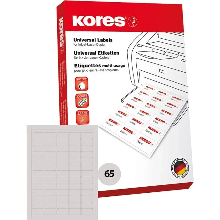Étiquettes adhésives blanches – 38 x 21,2 mm KORES L3821 Lot de 6500