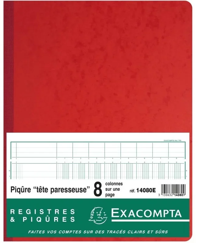 EXACOMPTA 14080E Registre – 8 colonnes – 320 x 250 mm