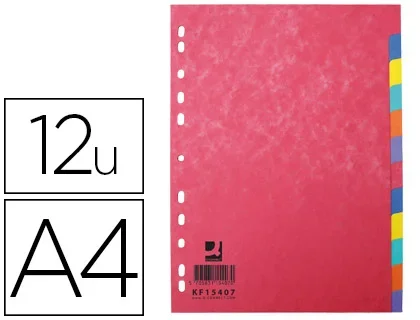 Intercalaire 12 positions Q-Connect A4 210x297mm carte lustrée 225g/m²