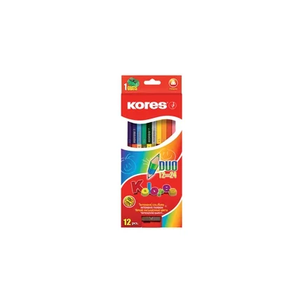 Kores crayons couleur « DUO », étui en carton de 24 + taille-
