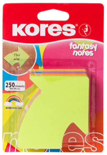 Kores Cubes de notes adhésives &lsquo;flèche&rsquo;, 70 x 70 mm, uni