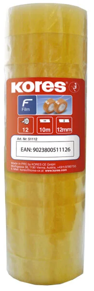 Kores Ruban adhésif TUBE 19 mm x 33 m, transparent (x8)