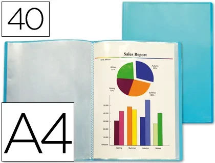 Liderpapel – Porte vues – 80 vues – A4 – Bleu frosty translucide