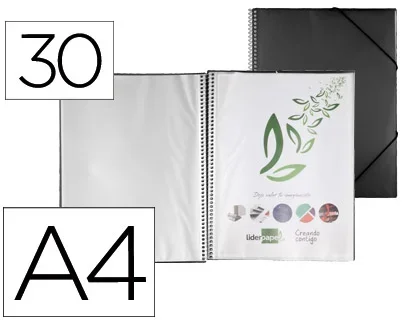 Liderpapel – Porte vues à spirale – 60 vues – A4 – Noir