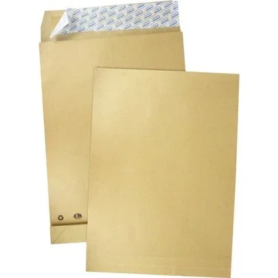 Paquet de 250 pochettes kraft brun 3 soufflets 280×365 120g/m² bande de protection