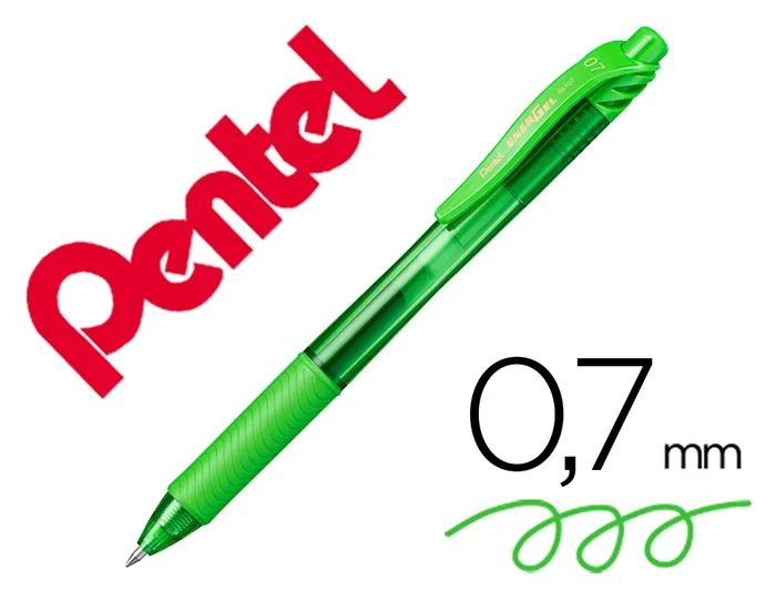 Pentel Energel BL107-KX – Roller Rétractable – Pointe Moyenne 0.7mm – Vert Clair