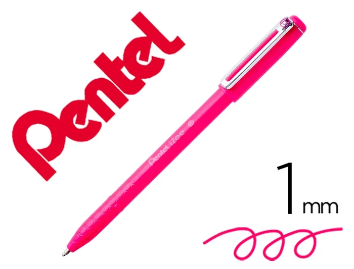 Pentel iZee – Stylo à Bille Rétractable – Pointe Moyenne 1 mm – Rose