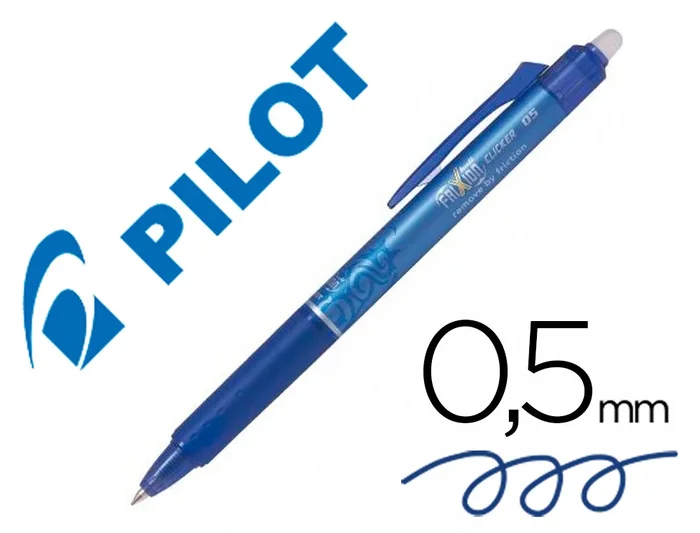 Pilot Frixion Ball Clicker – Roller Effaçable – Pointe Fine 0,5 mm – Bleu