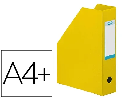 Porte-revues elba color life pvc grain toilé pan coupé format 32x24cm dos 10cm coloris jaune
