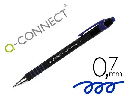 Q-Connect Lambda – Stylo à Bille Rétractable – Pointe Moyenne 1mm – Bleu