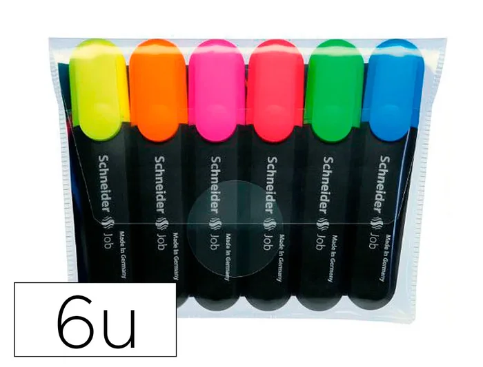 Schneider Job – Surligneur – Pointe Biseautée – Etui de 6