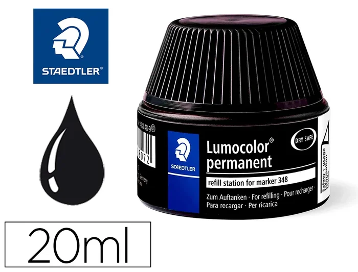 STAEDTLER Lumocolor – Flacon de Recharge 20 ml – Noir – Pour Marqueur Indélébile Lumocolor 348