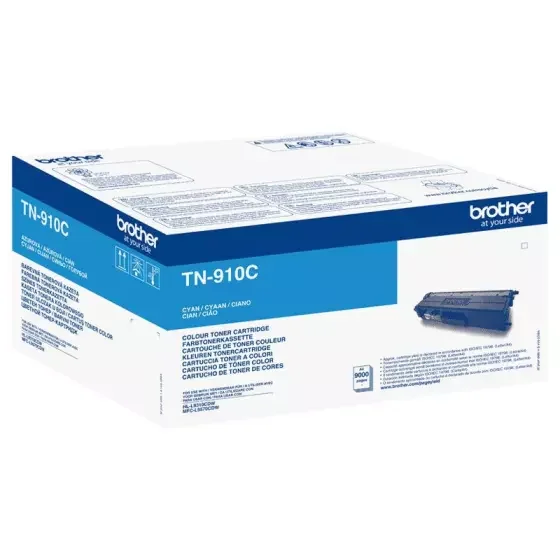 Toner de marque Brother TN-910C cyan – Original laser – 9000 pages