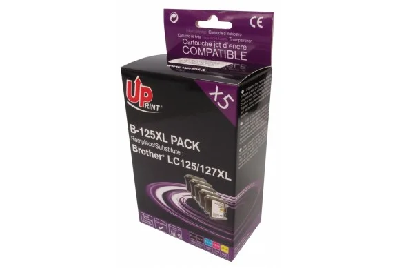 Uprint B-125XL PACK, Pack de 5 cartouches d’encre Uprint compatible Brother LC125 (LC125XL – LC127XL) Noir et Couleur.